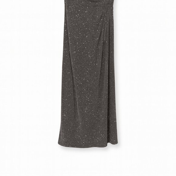 Alex Evenings Charcoal Glitter Ruched V-Neck Evening Gown - Size 24W - Picture 3 of 5